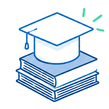 Graduation cap icon representing academic progress.